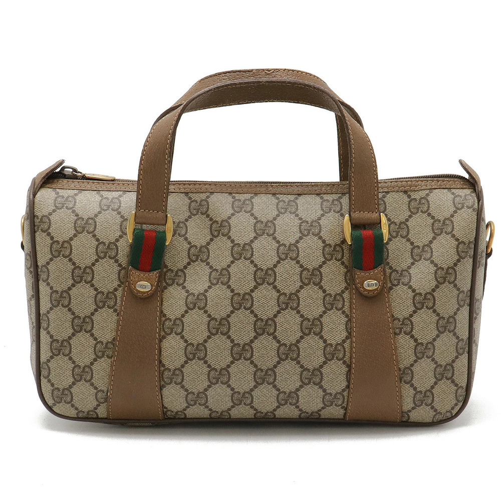 Gucci GG Plus Sherry Handbag Tote Bag Beige Cream Mocha Brown